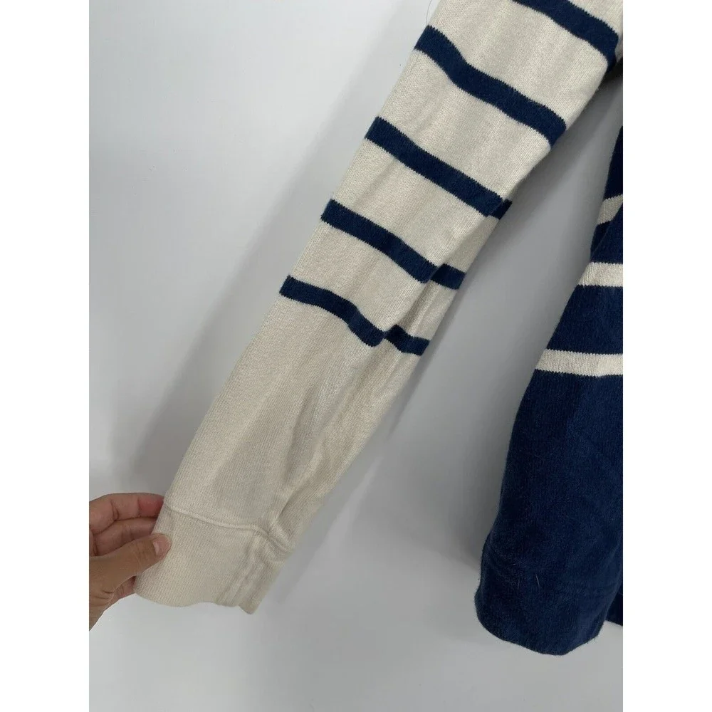 VINEYARD VINES Sweater‎ Womens M Blue Cream Stripe Mock Neck Whale
